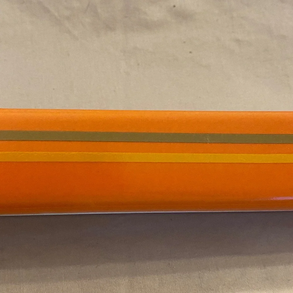 Set of 2‎ Ceramic Olive Serving Trays Yellow Orange Striped Rectangular Dishware